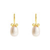 TOMEI Lovely Bow Tie Pearl Earrings, Yellow Gold 585