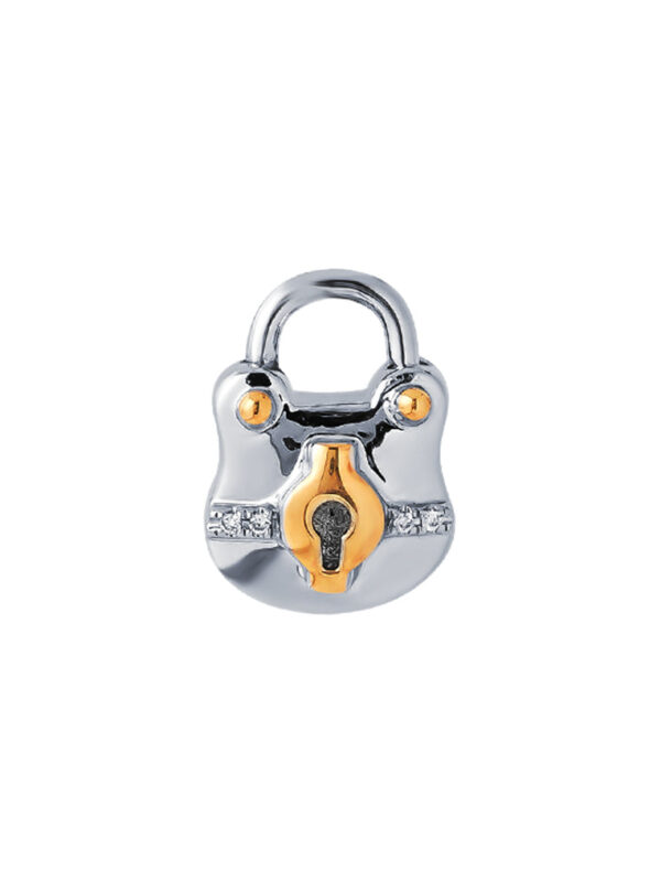 TOMEI Love Lock Collection Yellow Beary Pendant, White Gold 750