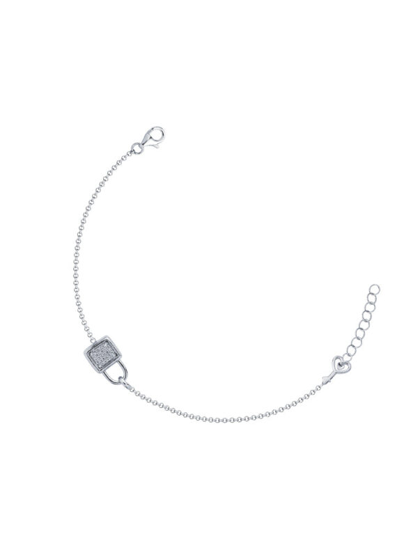 TOMEI Padlock Diamond Bracelet, White Gold 750