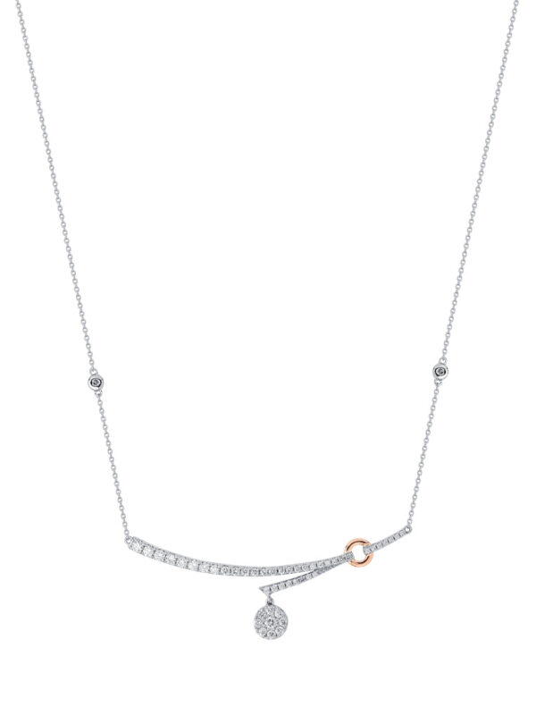 TOMEI Diamond Necklace, White+Rose Gold 750
