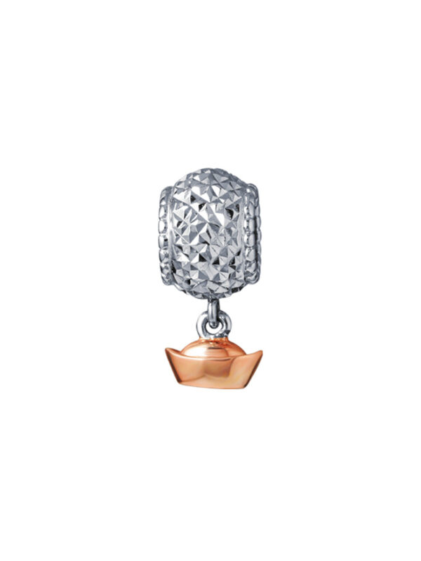 TOMEI Ingot Charm, White+Rose Gold 585