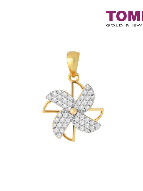 TOMEI Diamond Cut Collection Wheel Of Fortune Pendant, Yellow Gold 916