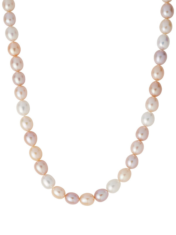 TOMEI Natural Pearl Necklace, Mixed Cream-Pink-Purple