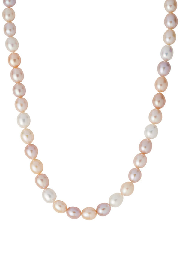 TOMEI Natural Pearl Necklace, Mixed Cream-Pink-Purple