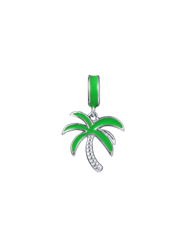 TOMEI Coconut Tree Charm, White Gold 585