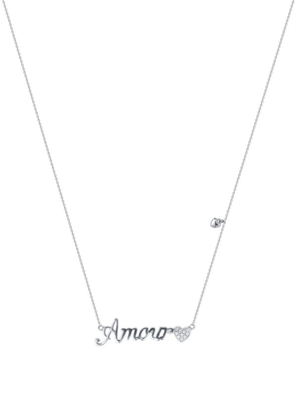 TOMEI Amour Diamond Necklace, White Gold 375