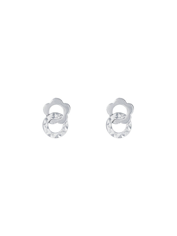 TOMEI Flower Earrings, White Gold 585
