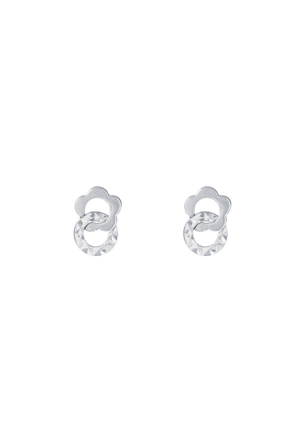 TOMEI Flower Earrings, White Gold 585