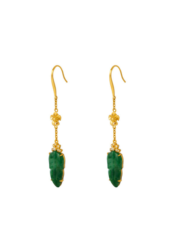 TOMEI Jadeite Dangling Earrings, Yellow Gold 750