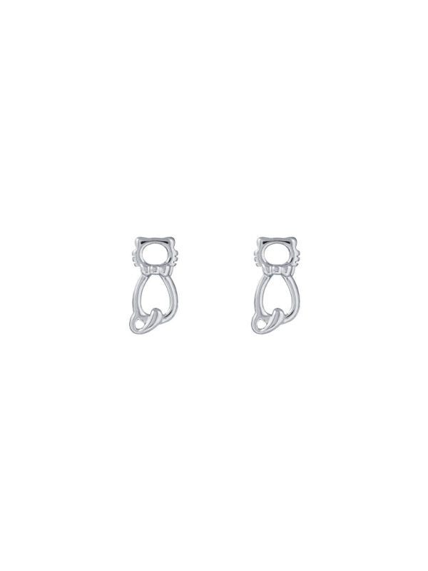 TOMEI Kitten Earrings, White Gold 585