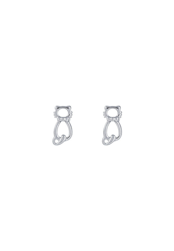 TOMEI Kitten Earrings, White Gold 585