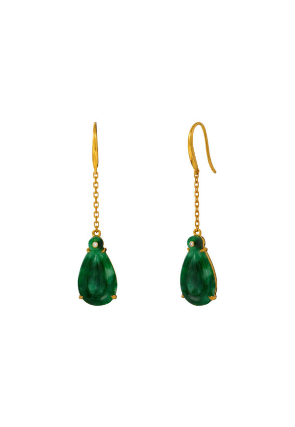 TOMEI Jadeite Dangling Earrings, Yellow Gold 750