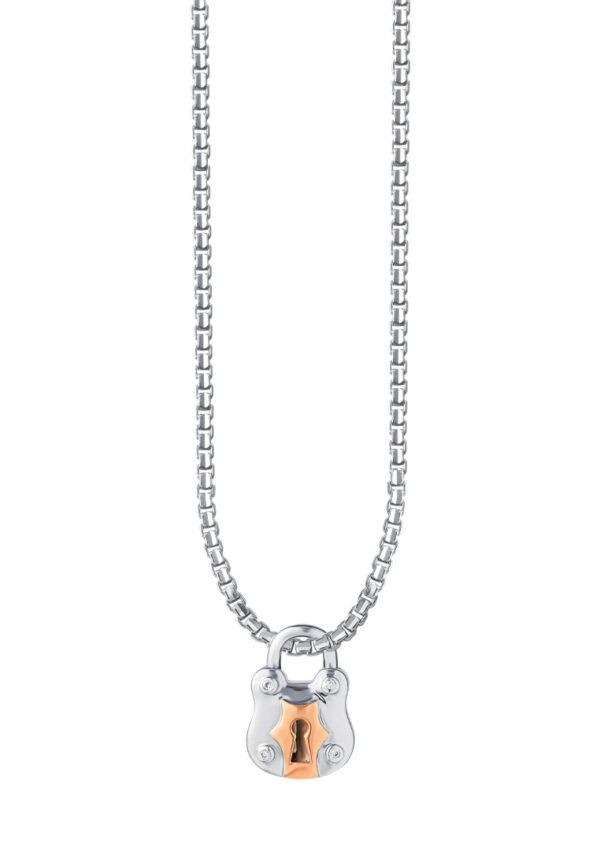 TOMEI Love Lock Collection Rose Beary Pendant, White Gold 750