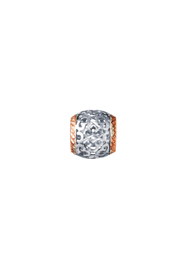 TOMEI Crochet Patterned Charm, White+Rose Gold 585