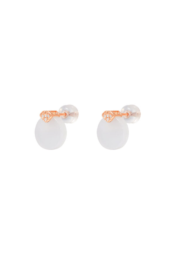 TOMEI Nephrite Collection Earrings, Rose Gold 750
