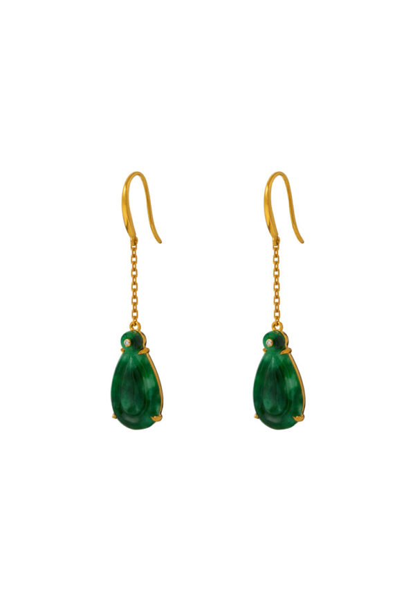 TOMEI Jadeite Dangling Earrings, Yellow Gold 750