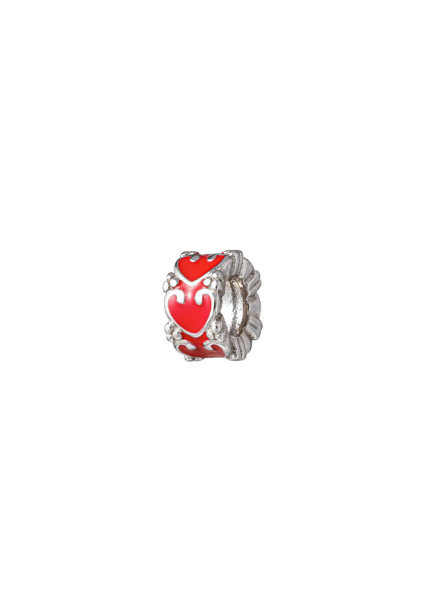TOMEI Bright Red Heart Charm, White Gold 585