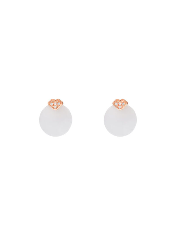 TOMEI Nephrite Collection Earrings, Rose Gold 750