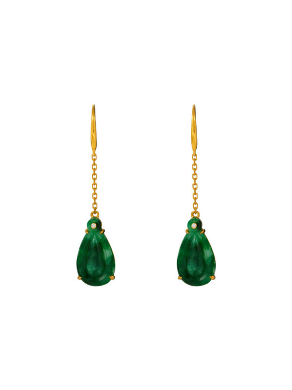 TOMEI Jadeite Dangling Earrings, Yellow Gold 750
