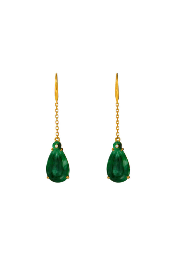 TOMEI Jadeite Dangling Earrings, Yellow Gold 750