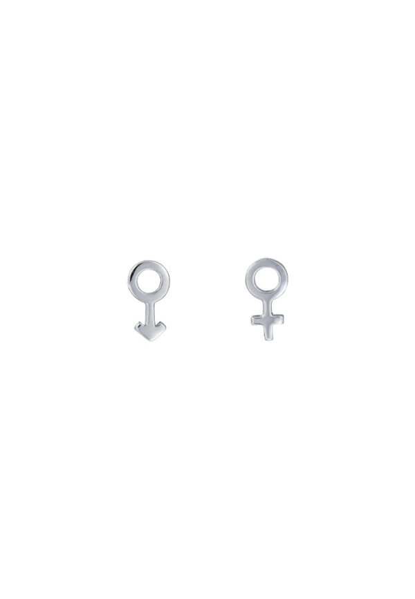 TOMEI Gender Symbol Earrings, White Gold 585
