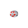 TOMEI Bright Red Flower Charm, White Gold 585
