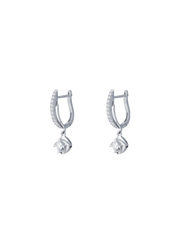 TOMEI Dangling Loop Earrings, Diamond White Gold 750