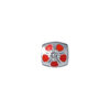 TOMEI Bright Red Flower Charm, White Gold 585
