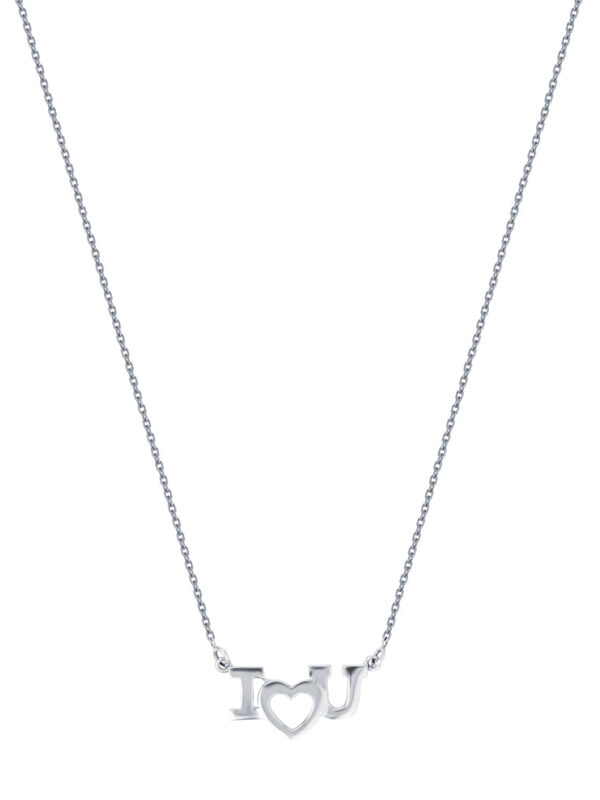 TOMEI I Love U Necklace, White Gold 375