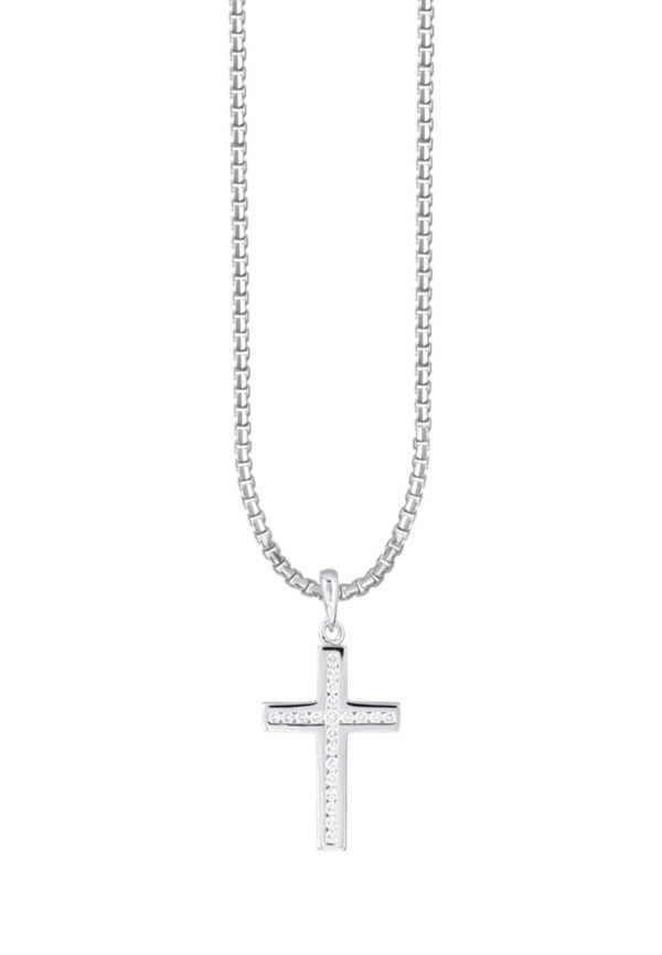TOMEI Cross Diamond Pendant, White Gold 750