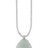 TOMEI Buddha Jade Pendant, White Gold 750
