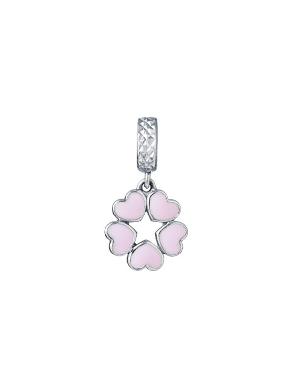 TOMEI Floriate with Hearts Charm, White Gold 585