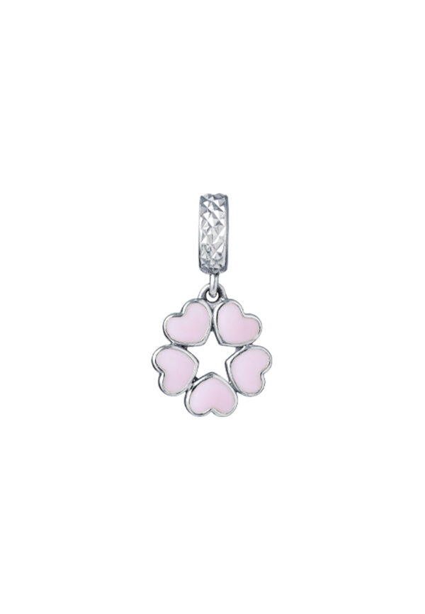 TOMEI Floriate with Hearts Charm, White Gold 585