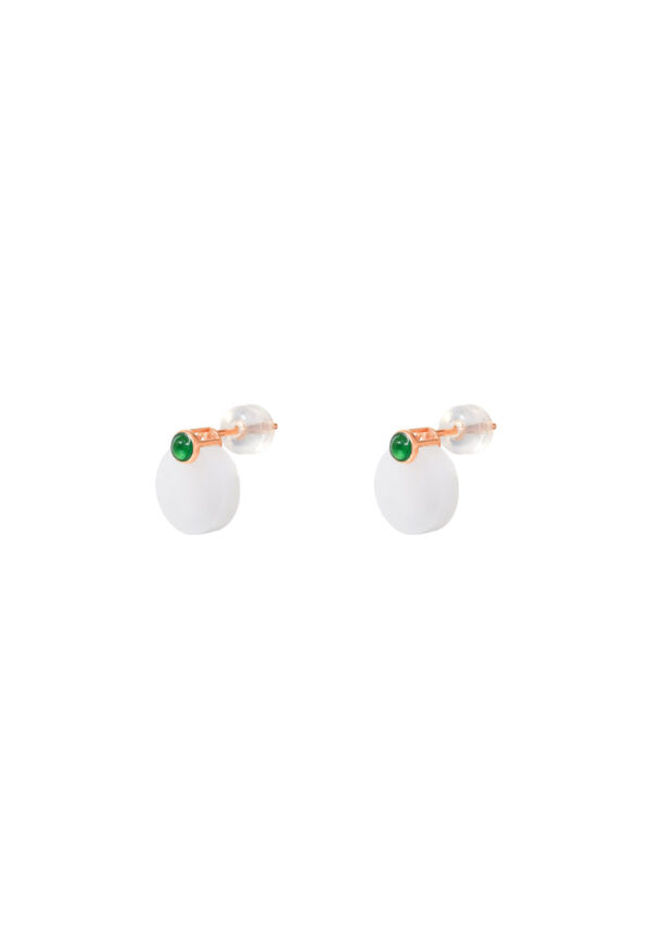 TOMEI Nephrite Collection Earrings, Rose Gold 750