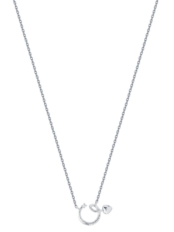 TOMEI Heart Arrow Diamond Necklace, White Gold 375