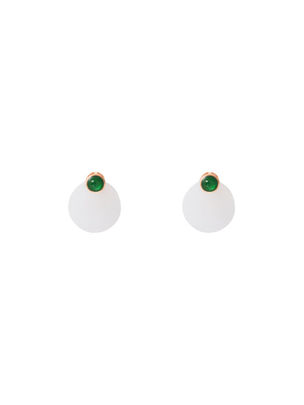 TOMEI Nephrite Collection Earrings, Rose Gold 750