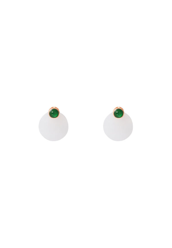 TOMEI Nephrite Collection Earrings, Rose Gold 750