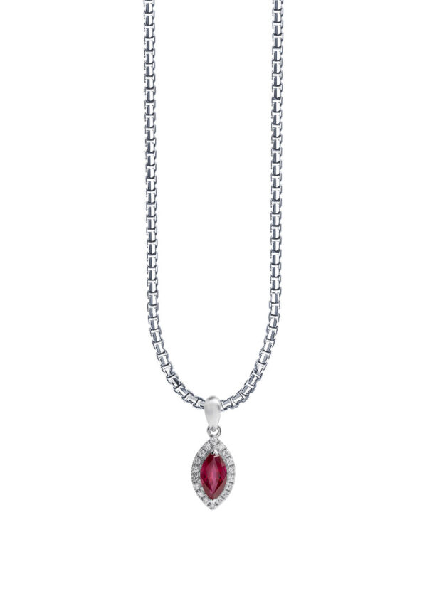 TOMEI Eternal Flame Collection, Ruby Pendant, White Gold 750