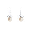 TOMEI Lovely Bow Tie Pearl Earrings, White Gold 585