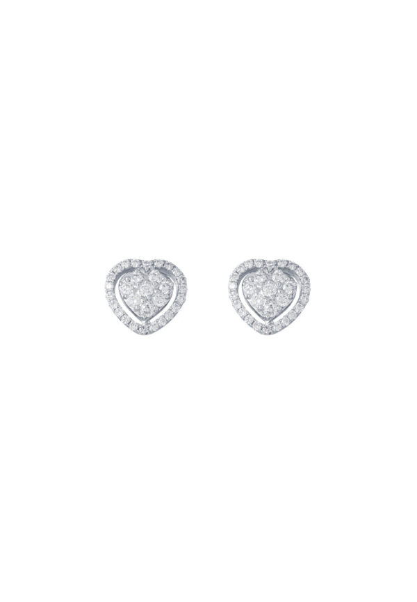 TOMEI Heart Earrings, Diamond White Gold 750