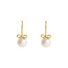 TOMEI Lovely Bow Tie Pearl Earrings, Yellow Gold 585