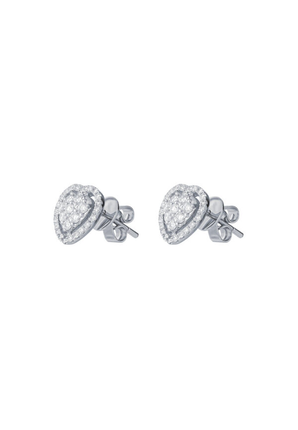 TOMEI Heart Earrings, Diamond White Gold 750