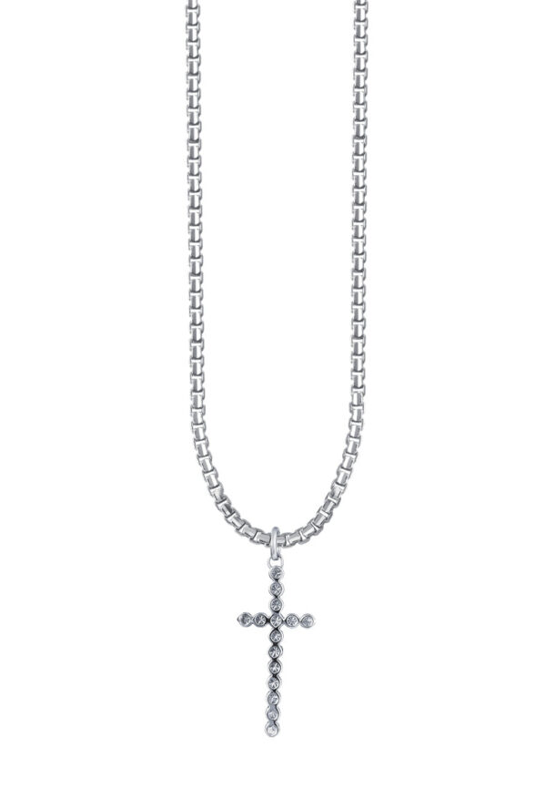 TOMEI Cross Pendant, White Gold 375