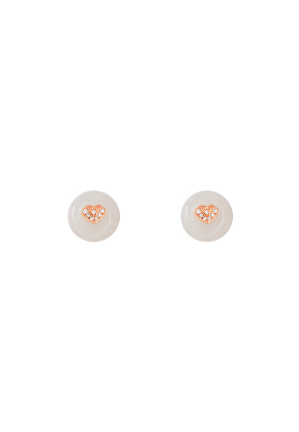 TOMEI Nephrite Collection Earrings, Rose Gold 750