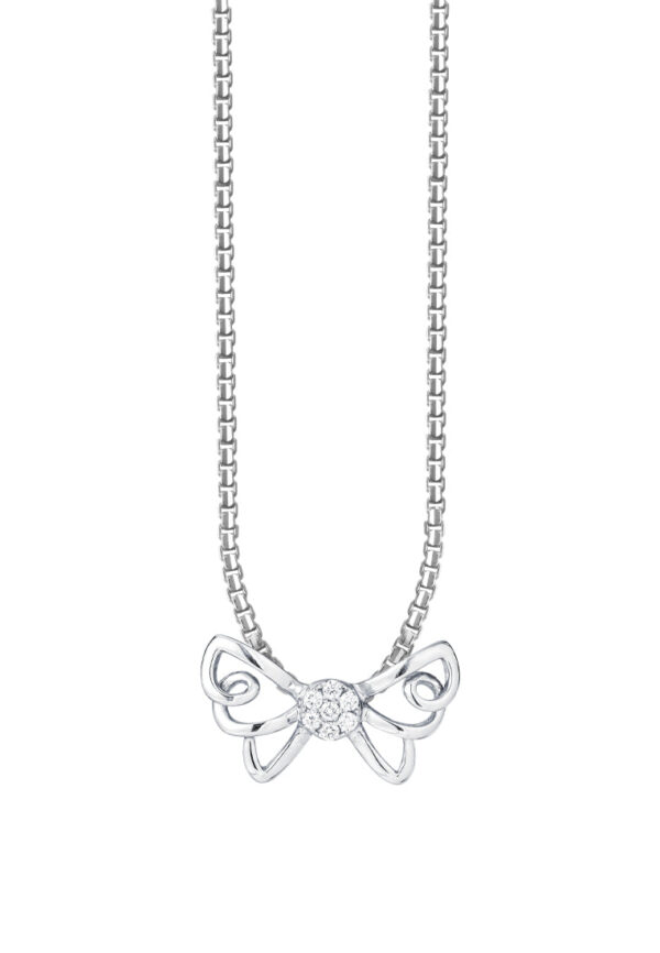 TOMEI Butterfly Diamond Pendant, White Gold 375