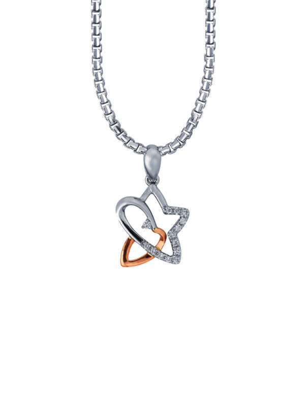TOMEI Diamond Pendant Set, White+Rose Gold 585