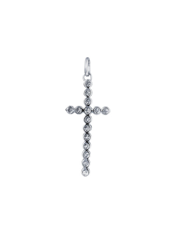 TOMEI Cross Pendant, White Gold 375