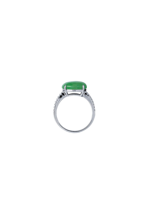 TOMEI Elliptical Jade Ring, White/Yellow Gold 750