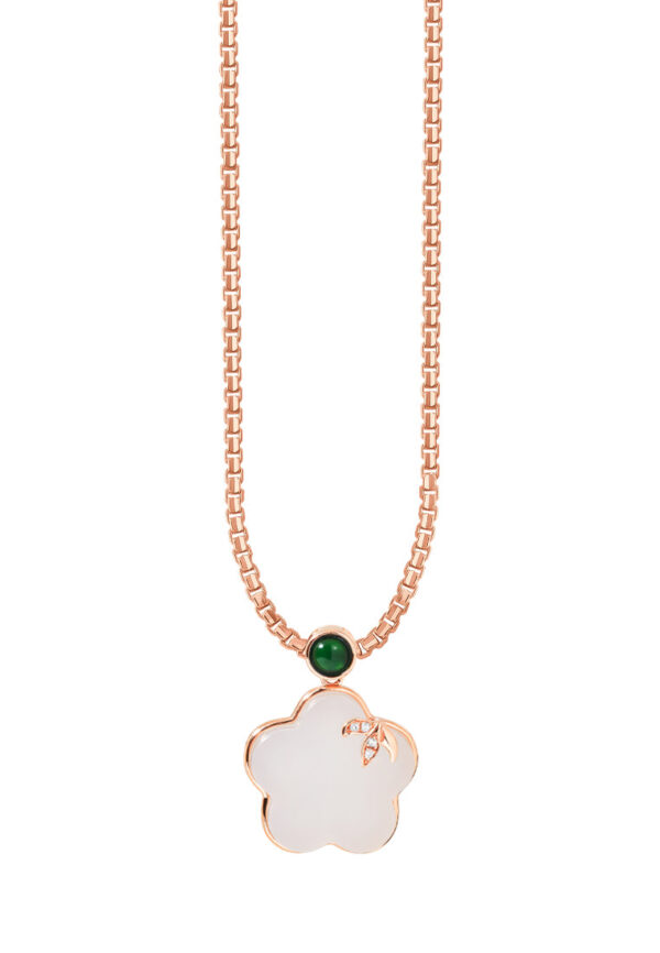 TOMEI Nephrite Collection Pendant, Rose Gold 750