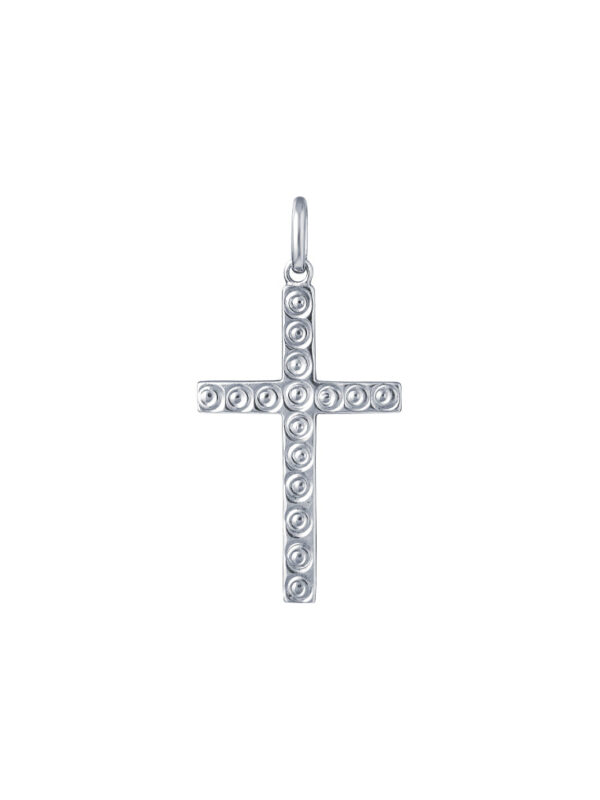TOMEI Cross Pendant, White Gold 375